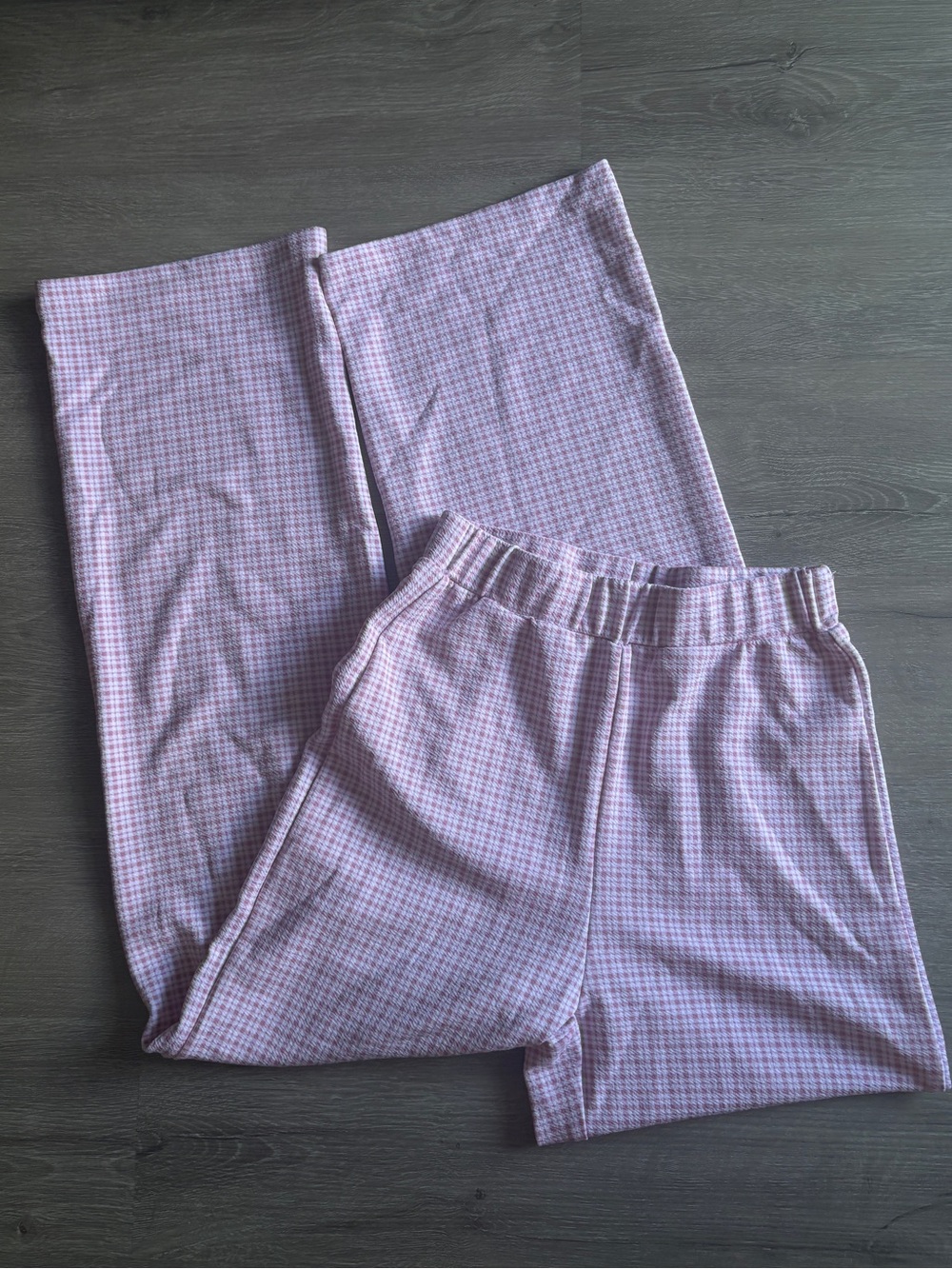 Pink Check Elastic-Waist Pants - Woman's Bottoms